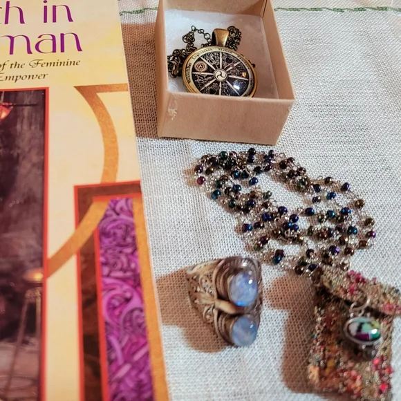 Mystical Bundle: Goddess Book, Amulet Bag, Necklace & Moonstone Sterling Ring! - Picture 9 of 9